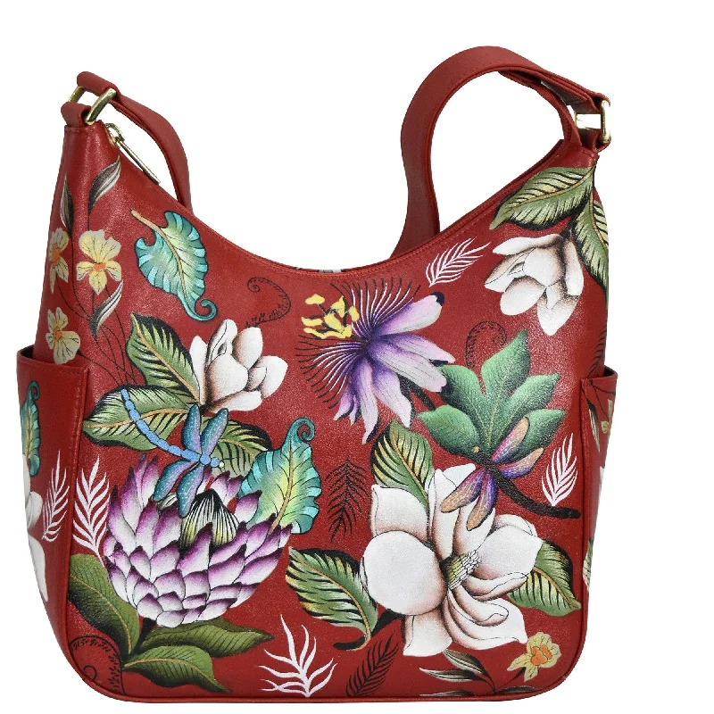 Timeless Elegance Sale Hand Painted Classic Hobo With Side Pockets - 382