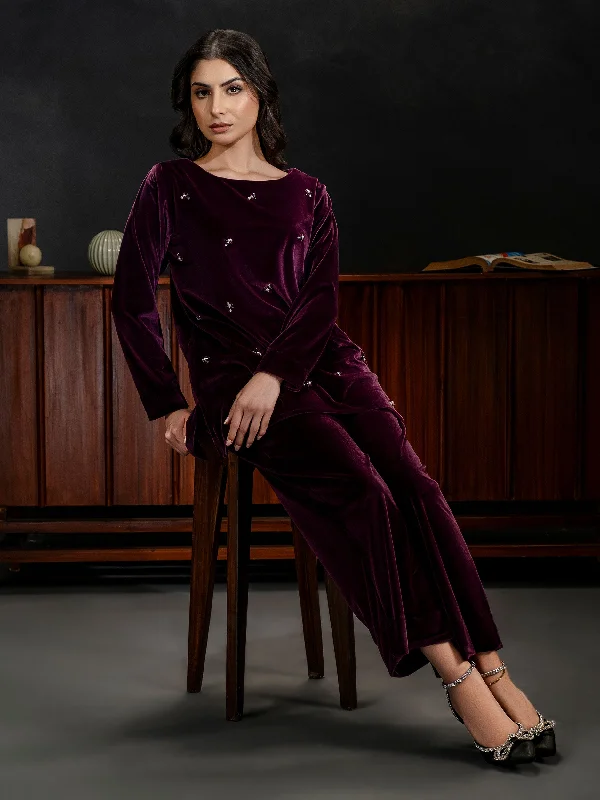 Timeless Elegance Sale Embellished Velour Co-Ord Set