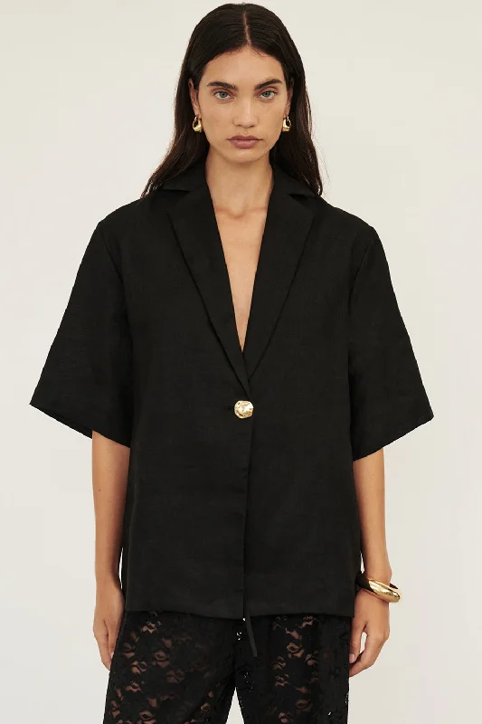 Flash Sale Fever NALA BLACK LINEN RESORT SHIRT