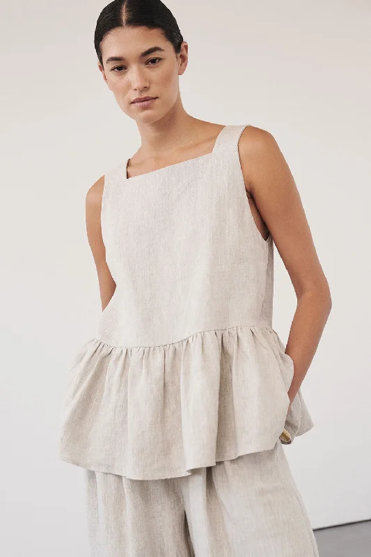 Shop Sale Items DAISY NATURAL LINEN PEPLUM TOP