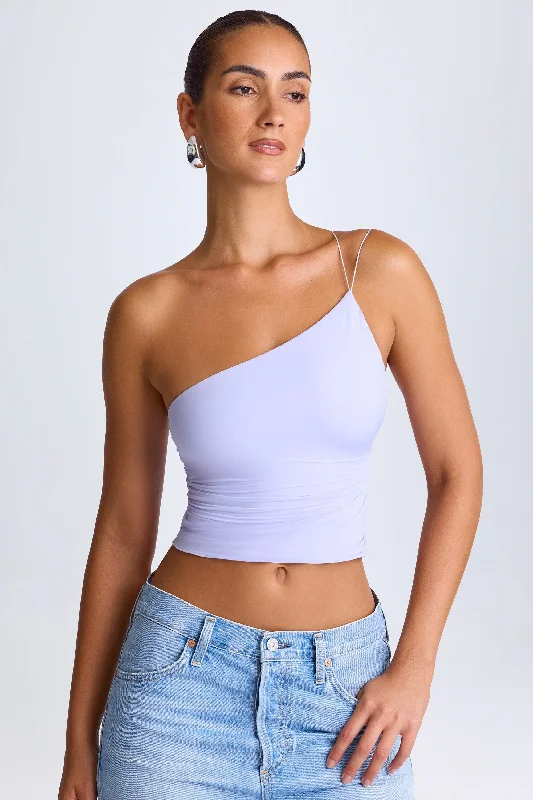 Statement Fashion Offers One-Shoulder Lace-Up Top in Soft Lilac