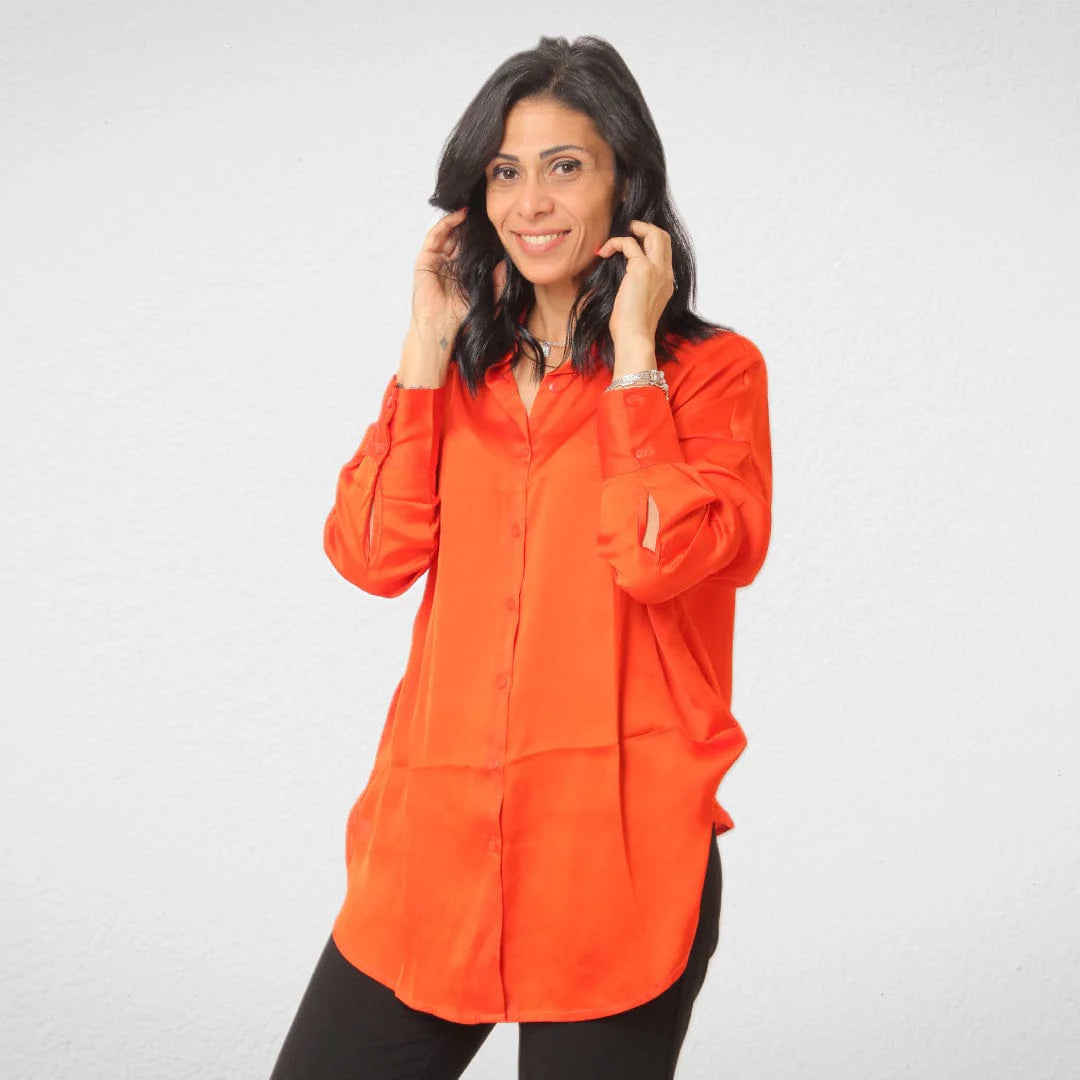 Mega Sale Shirt Satin - Women - Orange