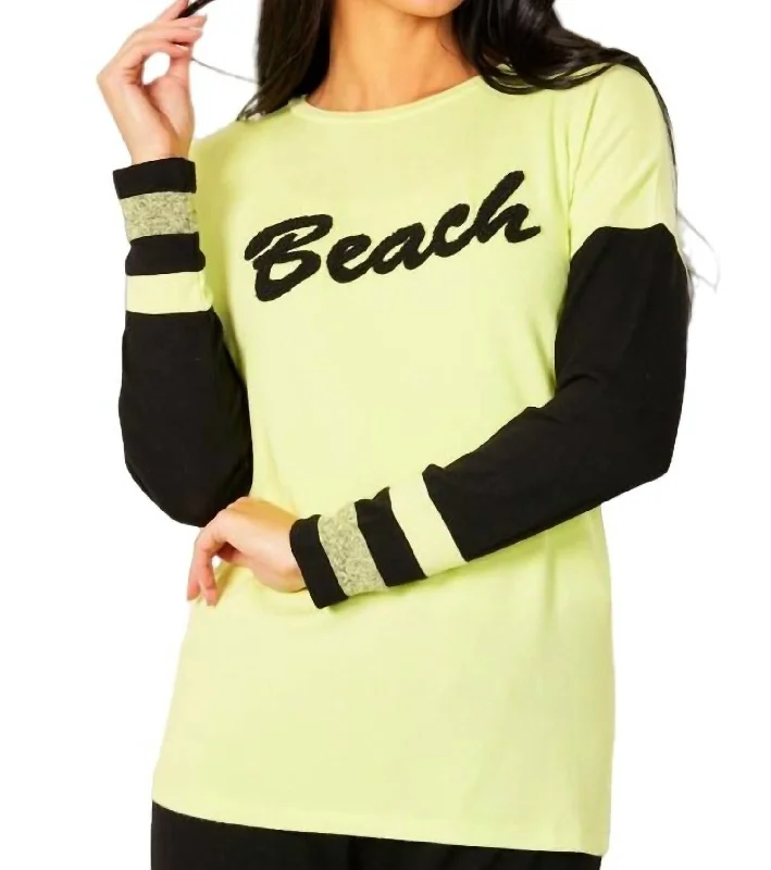 Absurdly Cheap Sale Beach Crew Top In Lime/black