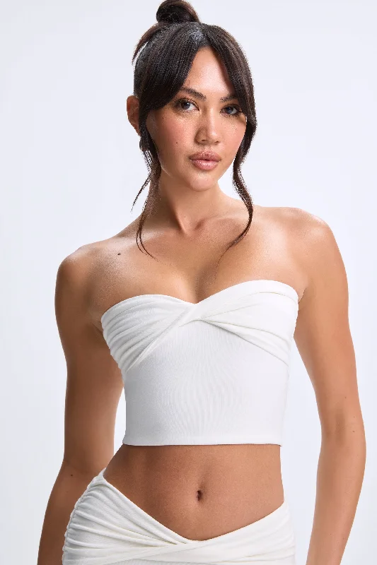 Style Without Limits Twist-Front Bandeau Top in White