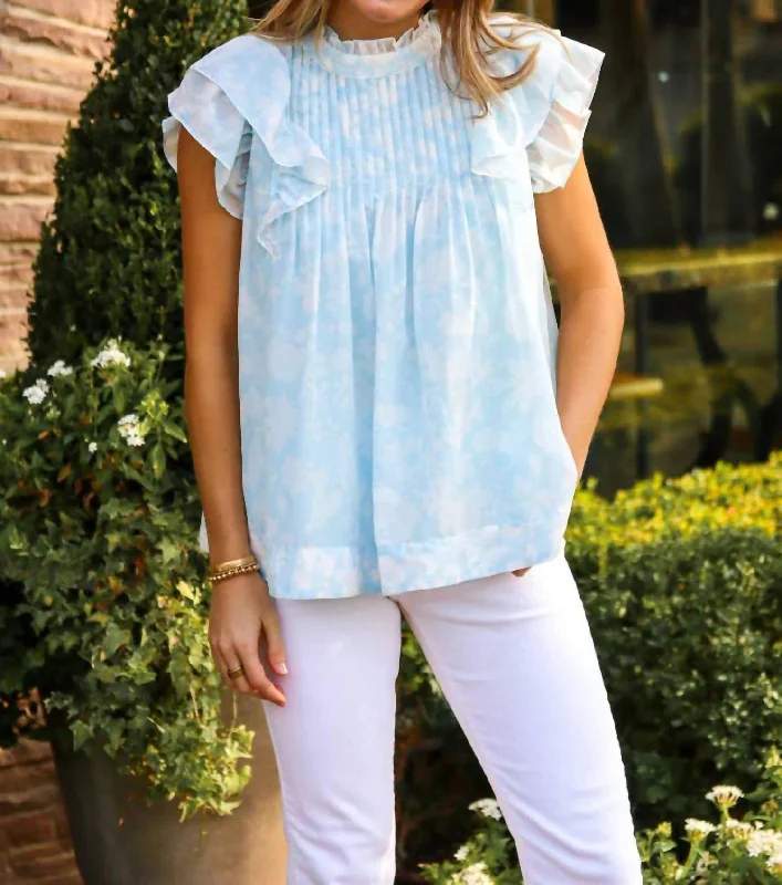 Ends Soon The Skye Pleated Top In Blue