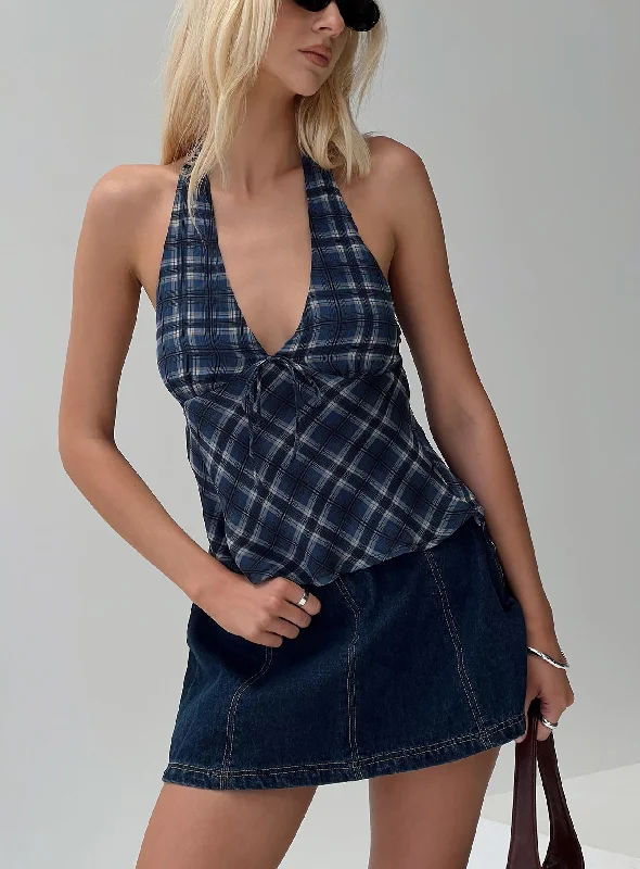 Seize Bargains Amalthea Top Blue Check