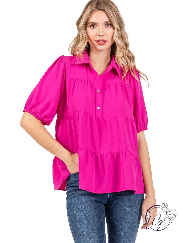 Ends Soon Graceful Gather Puff Sleeve Top