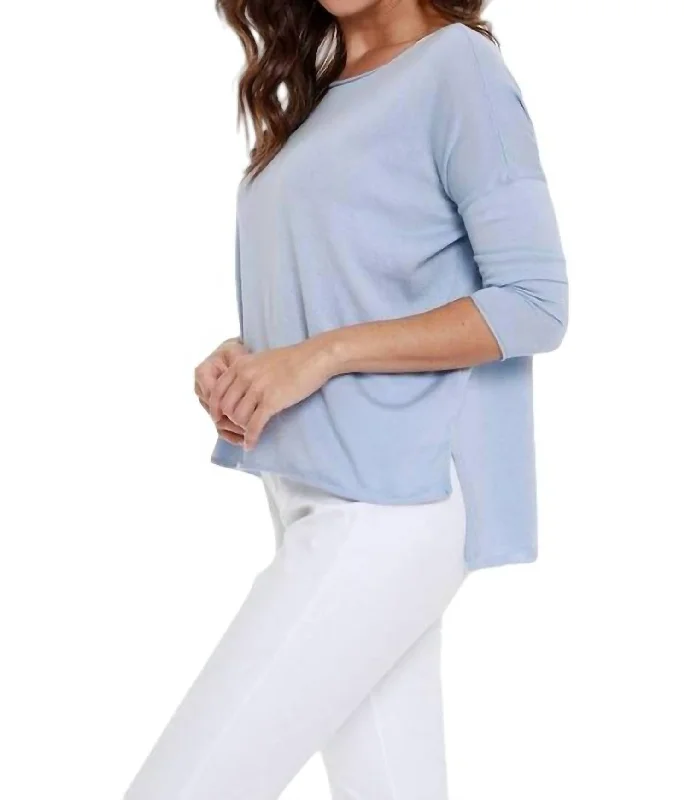 Essentials On Sale Casual High Low Top In Sky Blue