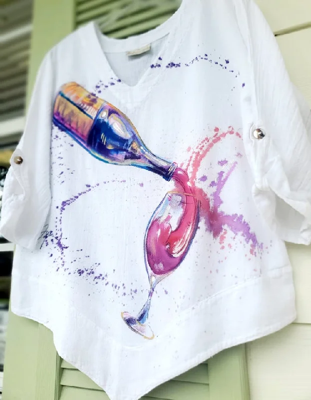 Smart Casual Deals Wine Down Hand-Painted Top