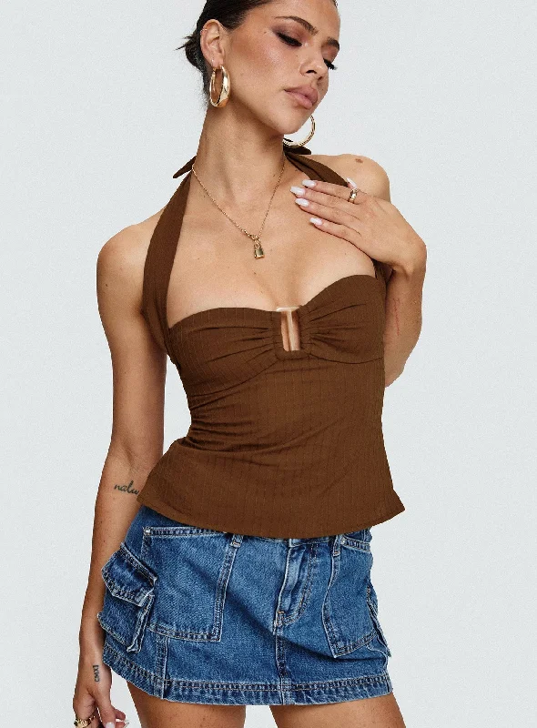 Style Without Limits Isabetta Halter Top Chocolate