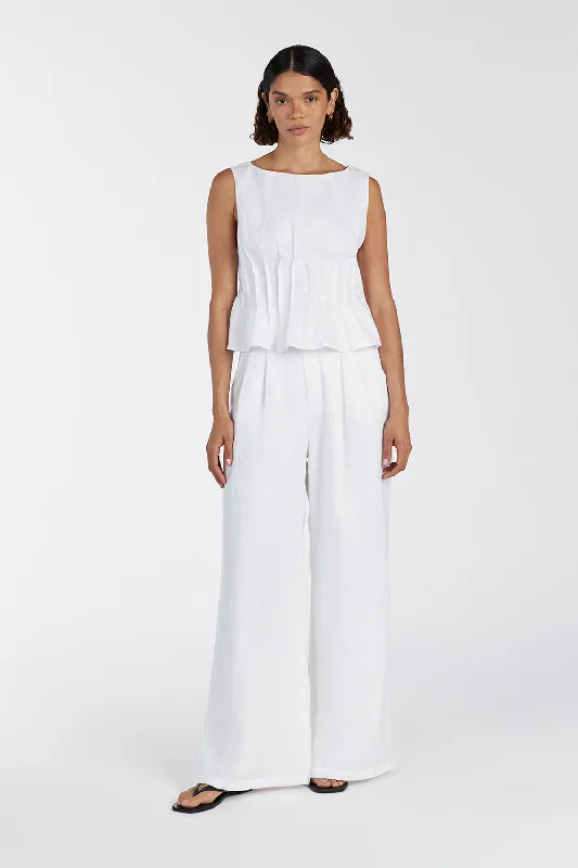 Explore What's New MANA WHITE PINTUCK TOP