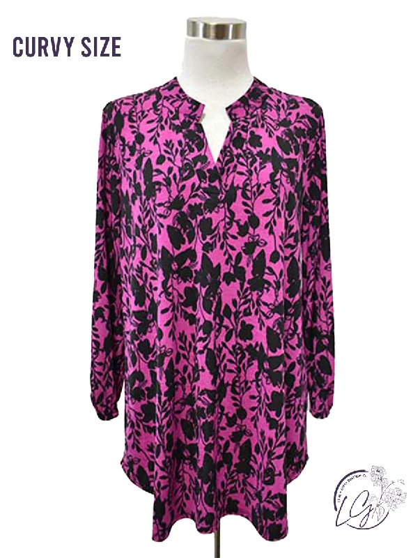 Cozy Comfort Style Sale Magenta Black Print Lizzy Top