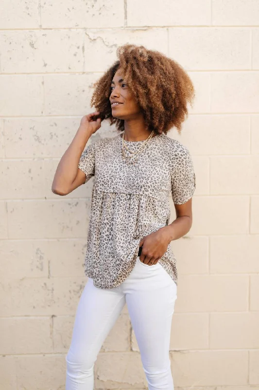 Trend Alert Subtle & Sweet Spotted Babydoll Top In Beige