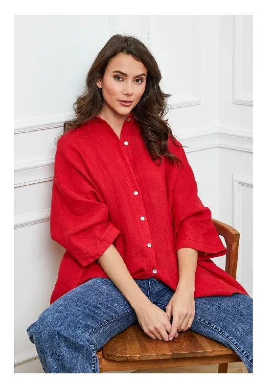 Save Big 2858 Button Up Top - 100% Linen