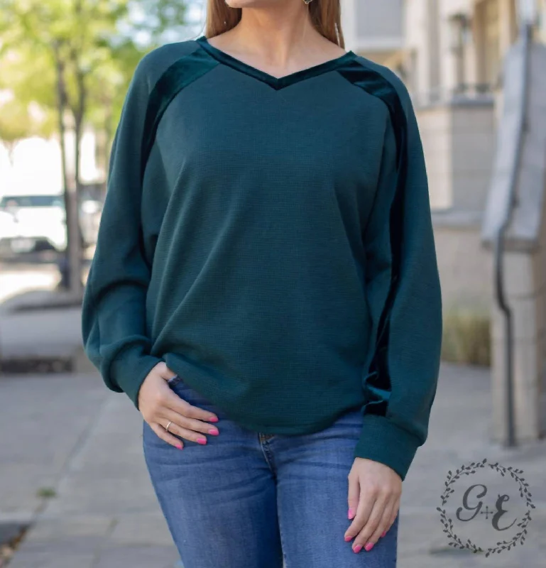 Cool Prices Made For You V Neck With Batwing Sleeve Top In Teal