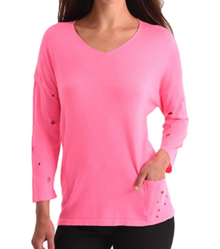 Top Brand Discounts Cut-Out Sleeve Pocket Top In Fuchsia