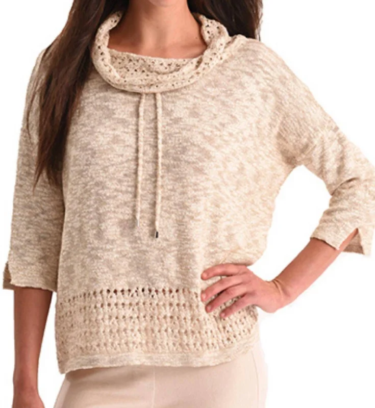 Unbeatable Prices Cowl Neck Crochet Top In Sand