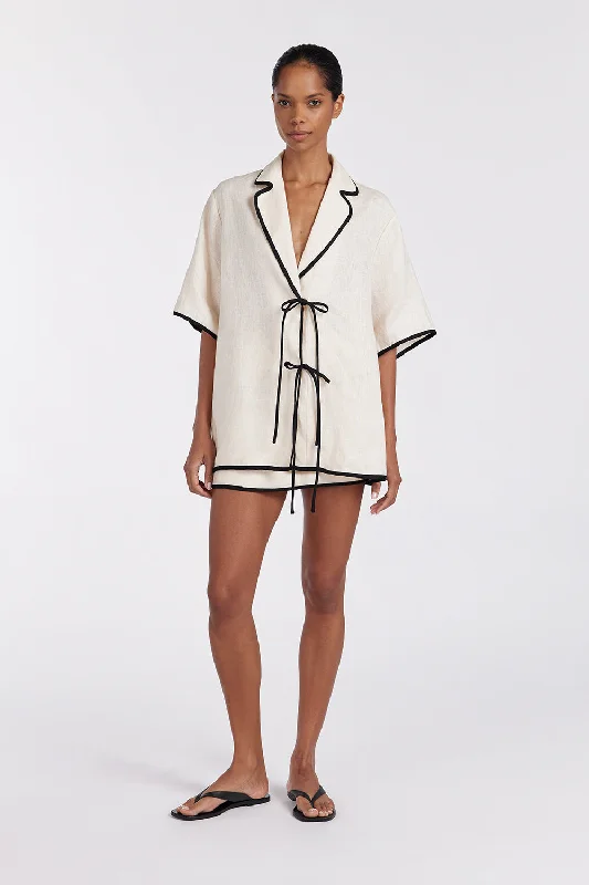 Top Deals VON CREAM LINEN SHIRT