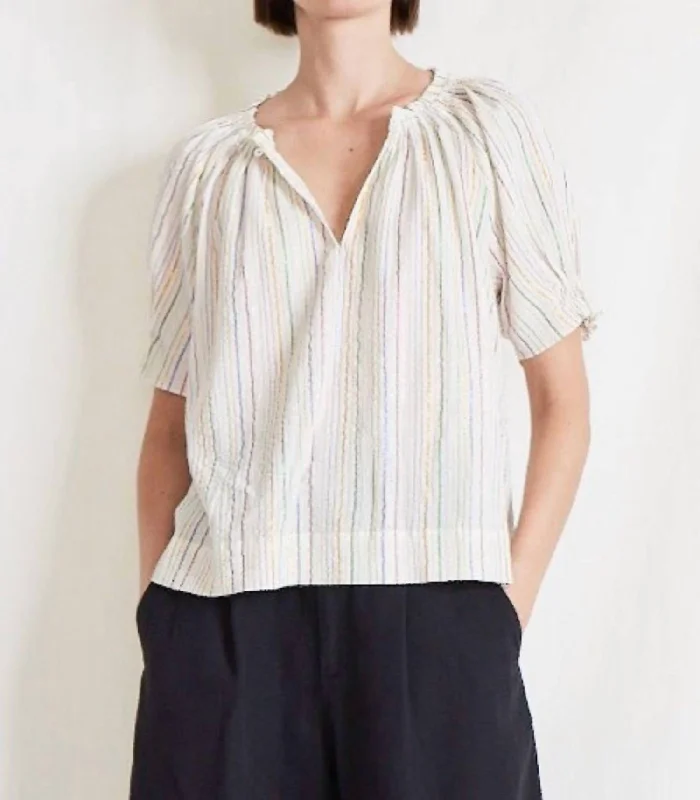 Evening Elegance Kasin Top In Lurex Stripes