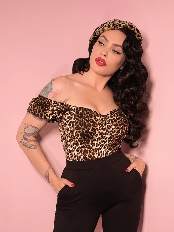 Seasonal Sale PRE-ORDER - Powder Puff Top in Wild Leopard Print - Vixen by Micheline Pitt