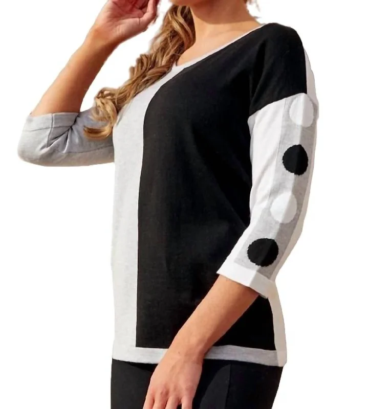 Flash Sale Fever 3/4 Sleeve Color Block Scoop Top In Gray