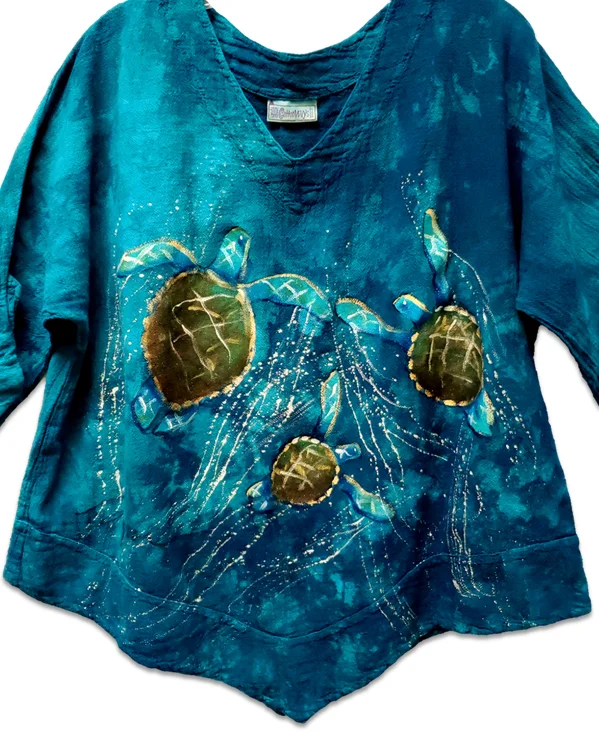 Casual Chic Ocean Floor Hand-Painted Top