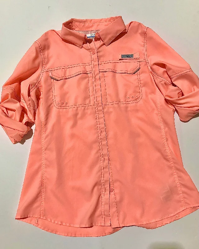 Hot Brand Discounts "KC" Light Coral Columbia Button Up Top:L