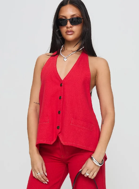 Retro Style Promotions Hills Halter Crimson