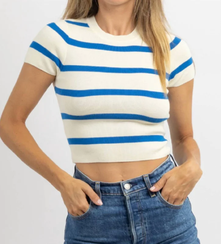 Chic And Edgy Wednesday Bold Stripe Top In Blue