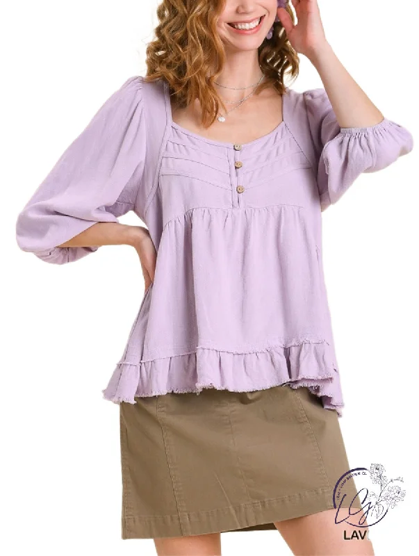 Shop The Hottest Deals Linen Whispers Ruffle Top