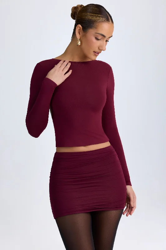 Special Offers, Don't Miss Modal High-Neck Open-Back Top in Wine Red