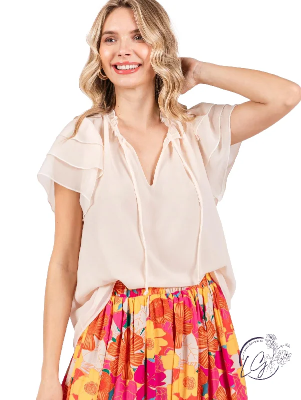 Feminine Luxe Style Sale Serene Bows Sheer Top