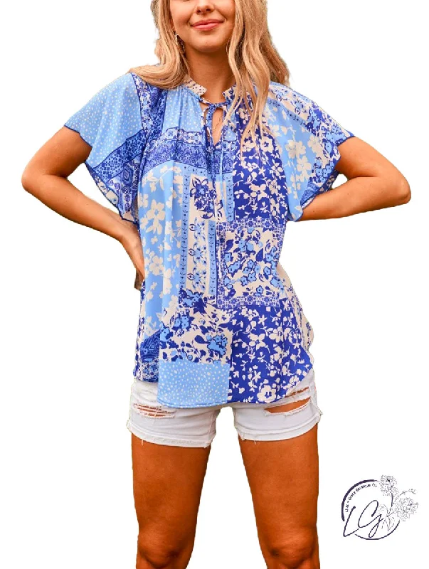 Classic Elegance Sales Summer Love Patch Printed Top