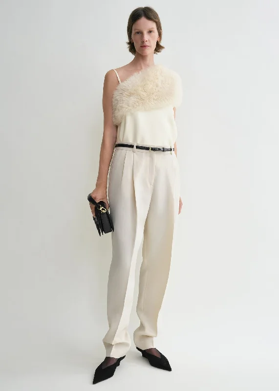 Style Breakthroughs Shearling appliqué top macadamia