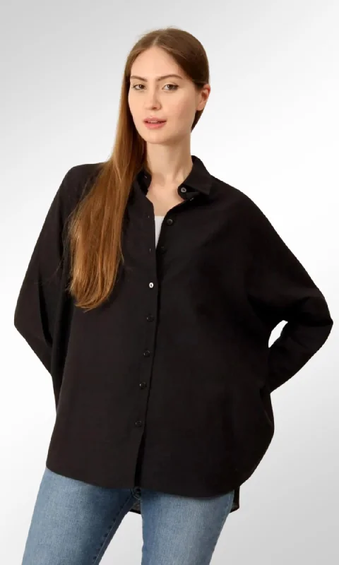 Timeless Elegance Redefined Long Basic Shirt -(Black)