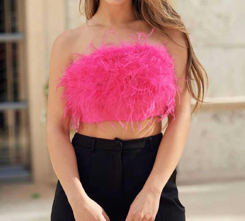 You'll Love Us Because Angie Feather Top In Pink