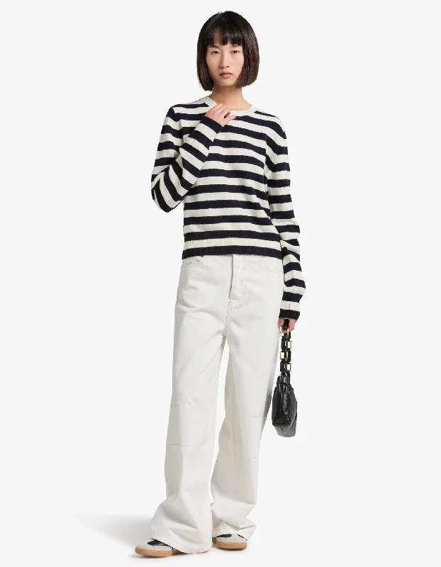 Trendy Threads Wool Cashmere Classic Knit - Navy/White