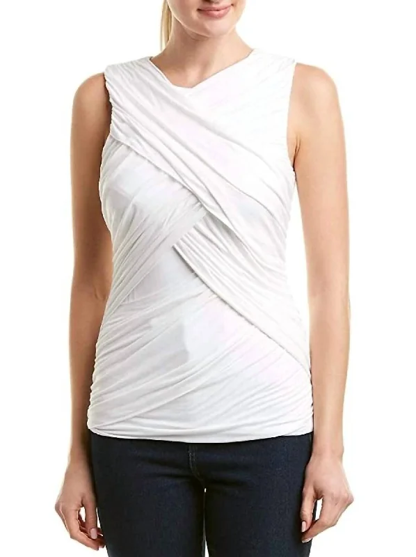 Fashion Frontiers Diana Drape Front Top In White