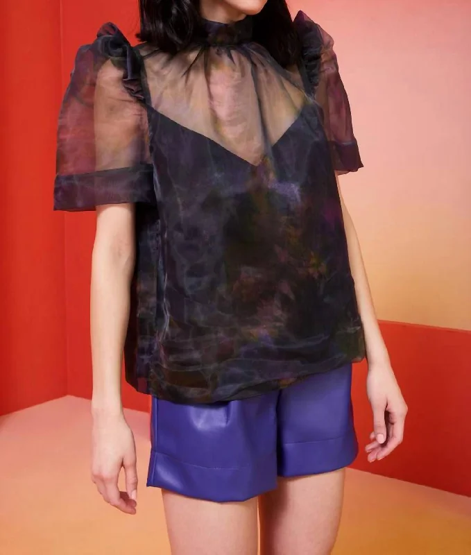 Discount Extravaganza Perry Top In Inky Abstract