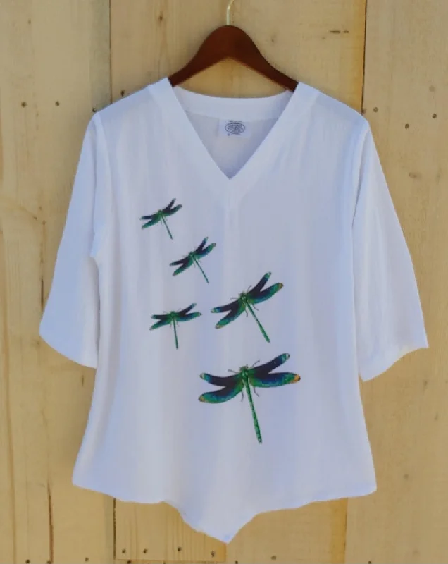 Luxury Fashion Discounts 5 Teal Dragonflies 100% Cotton Gauze Top