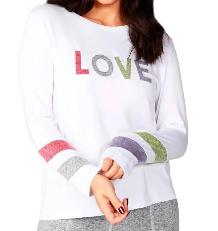 Special Offers, Don't Miss Multi Love Crew Top In White