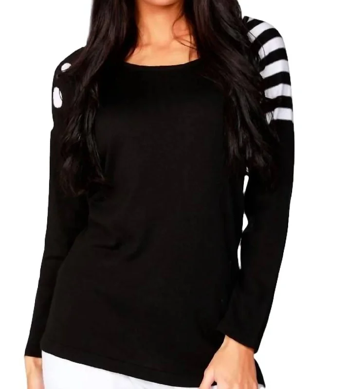 Special Offers Dot Stripe Scoop Top In Black/white