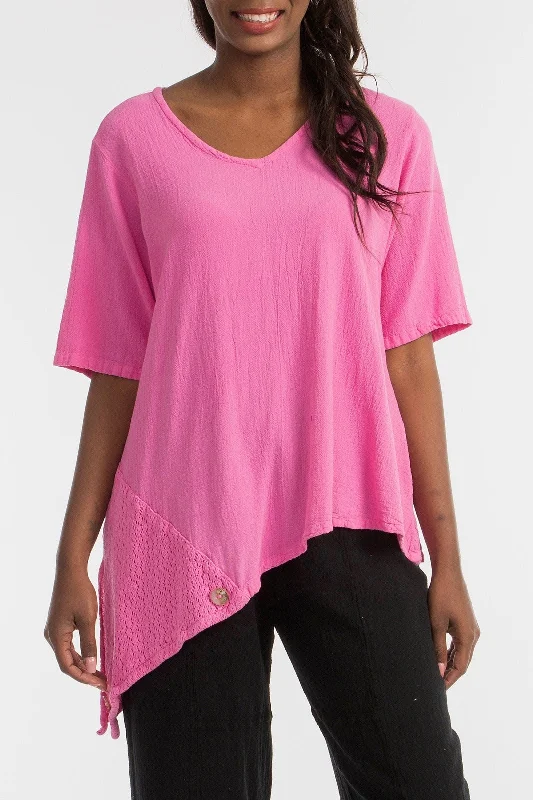 Embrace New Fashion Dagny Top - Cotton Knit Accents Overlay a Fun Sidekick 100% Cotton Gauze