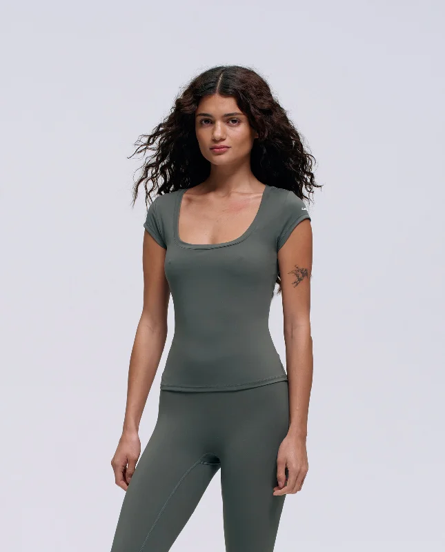 Stupidly Low Prices Ultimate Scoop Neck Cap Sleeve Top - Sea Green