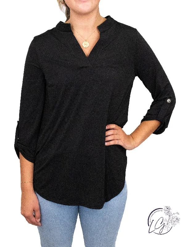 Urban Elegance Deals Black Lizzy 3/4 Sleeve Top