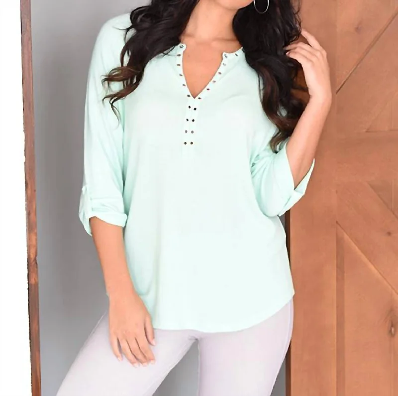 Exclusive Discounts Emma Grommet V-Neck Kashmira Top In Mint