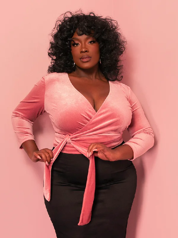 Best Sellers Wrap Top in Vixen Pink Velvet - Vixen by Micheline Pitt