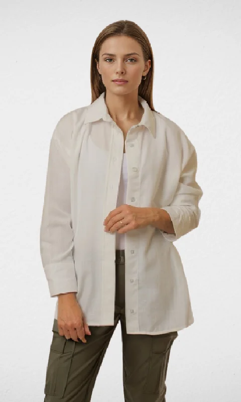 Trend Leading Collection Women Linen Shirt (White)