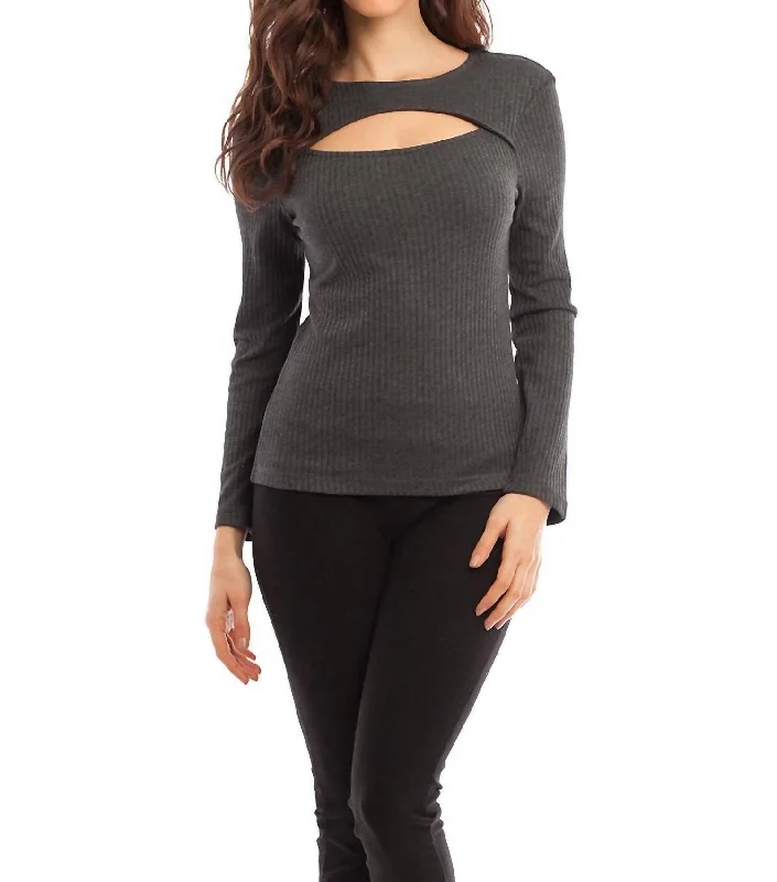 Refined Fashion Sale Anna Keyhole Top In Gray