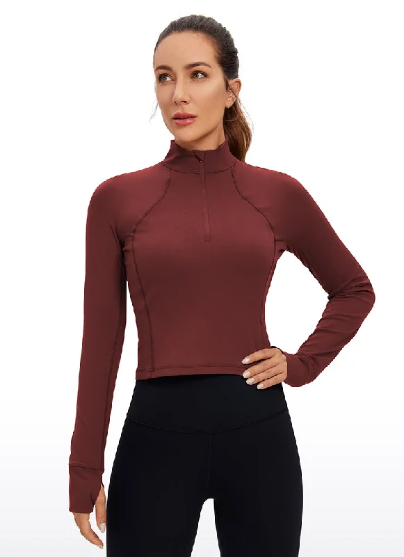 Women's Tops And Clothing Butterluxe Half-Zip Long Sleeve Cropped